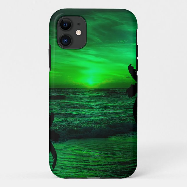 GREEN SUNSETS OCEAN SCENIC   Case-Mate iPhone CASE (Back)