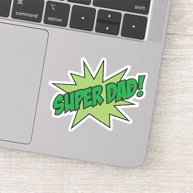 Green super dad sticker (Detail)