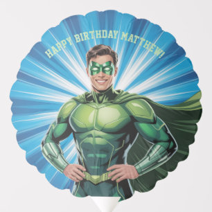 Green Superhero Boys Birthday Party Balloon