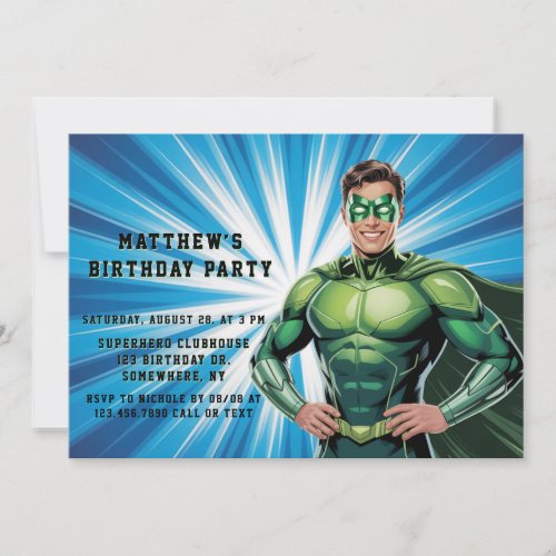 Green Superhero Boys Birthday Party