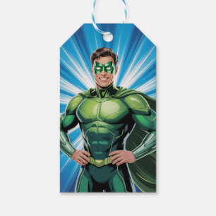 Green Superhero Boys Birthday Thank You Gift Tags