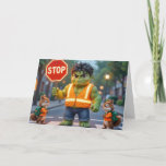 Green Superhero Happy School Year Card