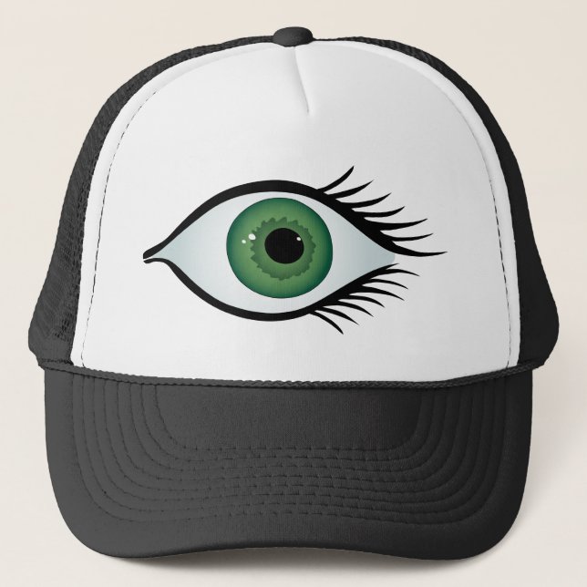 green surprised eye trucker hat (Front)