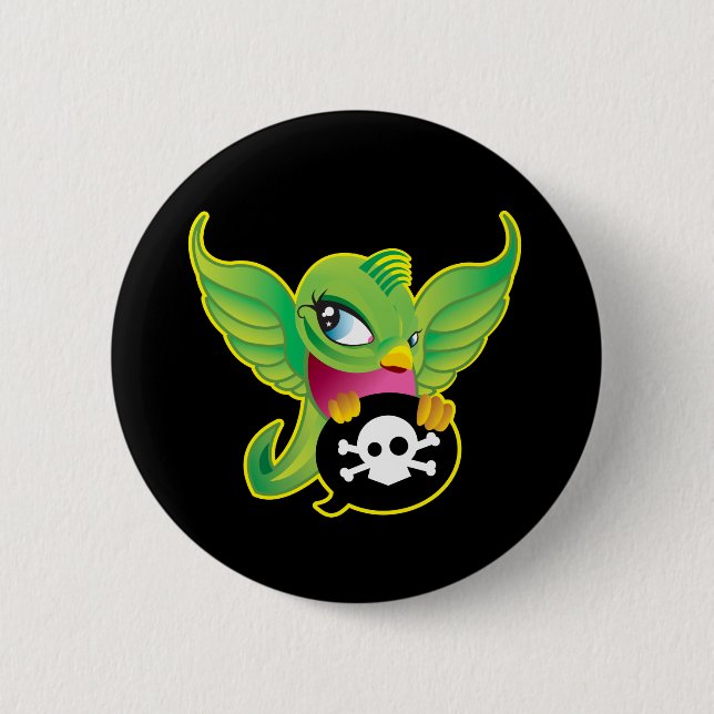 Green Swallow Pinback Button (Front)
