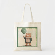 Green Sweater Bear with Fall Plaid Scarf