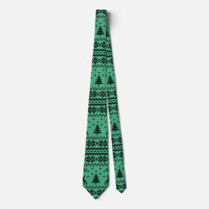 Green Sweater Christmas Tree Men Neck Tie