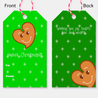 Green sweet ChristmaS Gingerbread Heart-Custom Gift Tags