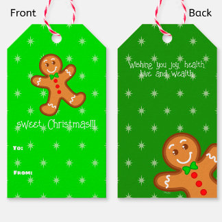 Green sweet ChristmaS Gingerbread Man-Custom Text Gift Tags