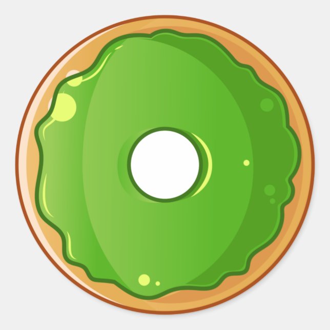 Green Sweet Donut Classic Round Sticker (Front)