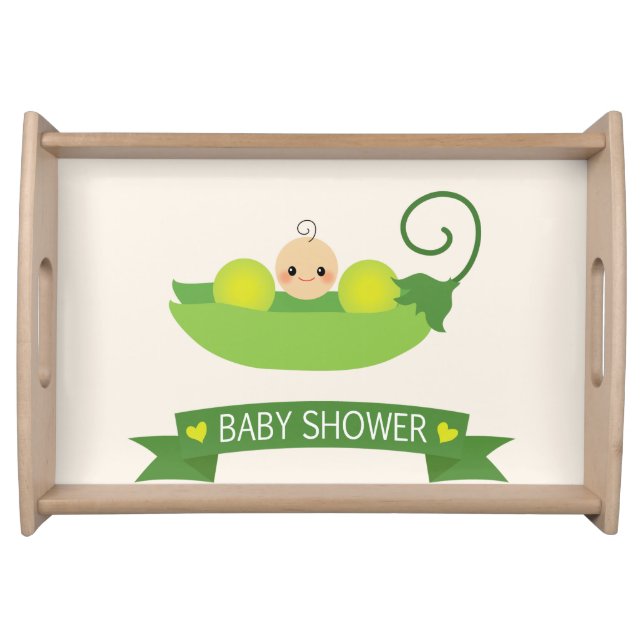 Green Sweet Pea Baby Shower Serving Tray (Front)