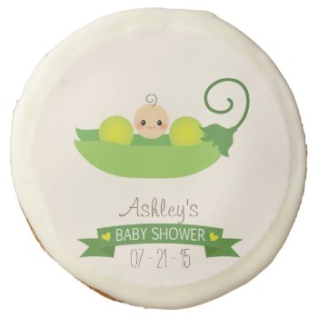 Green Sweet Pea Baby Shower Sugar Cookie by Favors_and_Decor at Zazzle