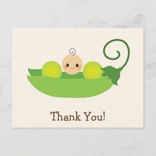 Green Sweet Pea Baby Shower Thank You Postcard