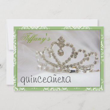 green Sweet Sixteen or quinceañera party Invitation