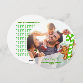 Green sweet XmaS Gingerbread-CandyCane-Odd 1 Round Holiday Card