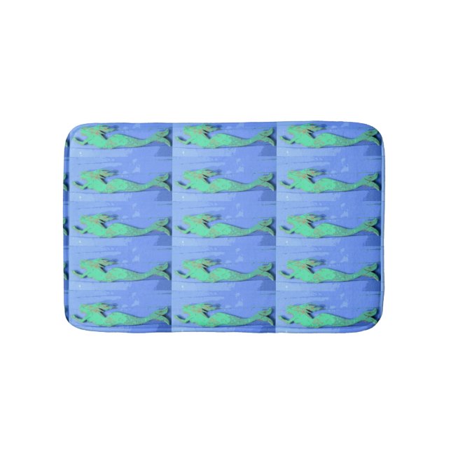 green swimming  mermaids bathroom mat (Front)