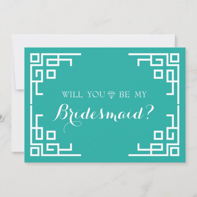 Green Swirl Border Cute Will You Be My Bridesmaid Invitation (Front)