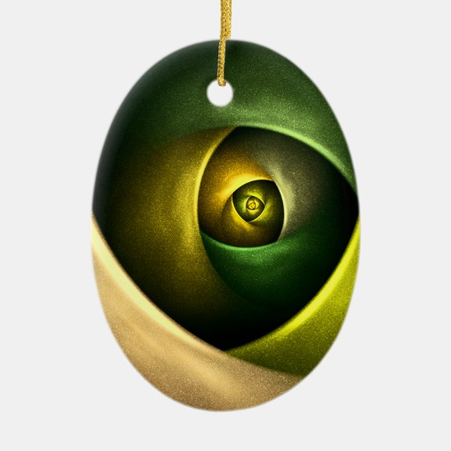 Green Swirl Floral Modern Abstract Art Pattern #23 Ceramic Ornament (Front)