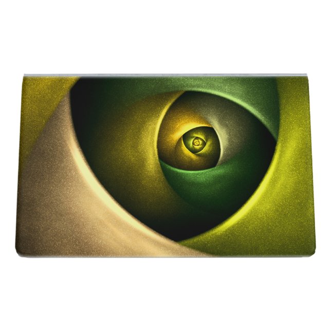 Green Swirl Floral Modern Abstract Art Pattern #23 Desk Business Card Holder (Back)