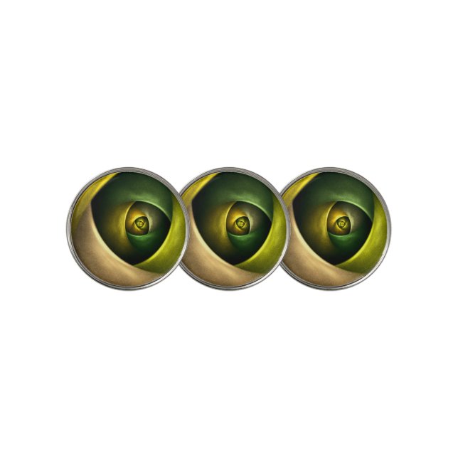 Green Swirl Floral Modern Abstract Art Pattern #23 Golf Ball Marker (3 Up)