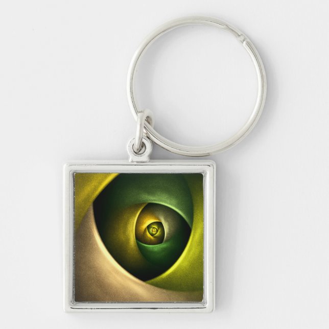 Green Swirl Floral Modern Abstract Art Pattern #23 Keychain (Front)