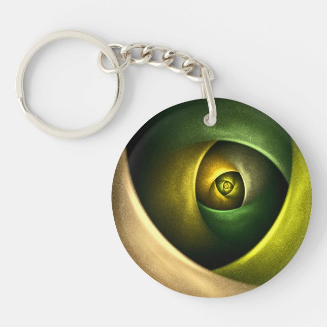 Green Swirl Floral Modern Abstract Art Pattern #23 Keychain (Front)