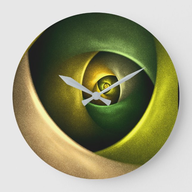 Green Swirl Floral Modern Abstract Art Pattern #23 Large Clock (Front)