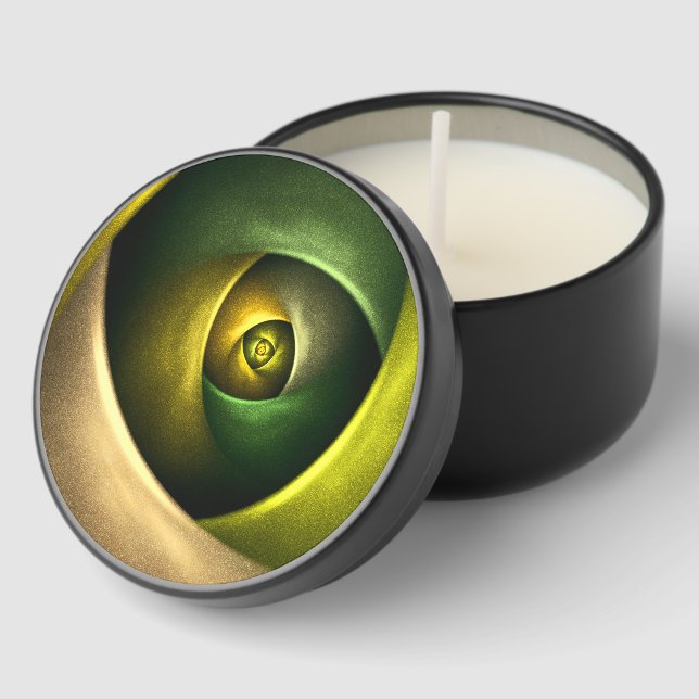 Green Swirl Floral Modern Abstract Art Pattern #23 Mini Candle Favors (Corner)