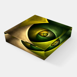 Green Swirl Floral Modern Abstract Art Pattern #23 Paperweight