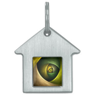 Green Swirl Floral Modern Abstract Art Pattern #23 Pet ID Tag