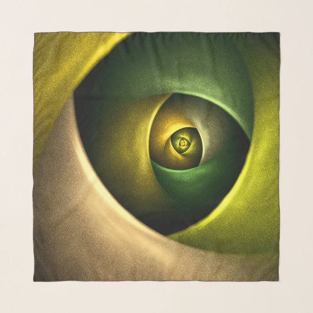 Green Swirl Floral Modern Abstract Art Pattern #23 Scarf (Front)