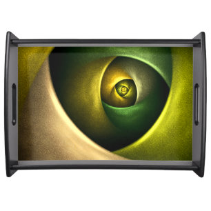 Green Swirl Floral Modern Abstract Art Pattern #23 Serving Tray