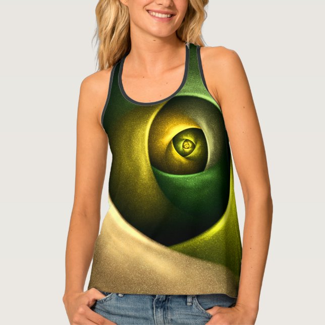 Green Swirl Floral Modern Abstract Art Pattern #23 Tank Top (Front)
