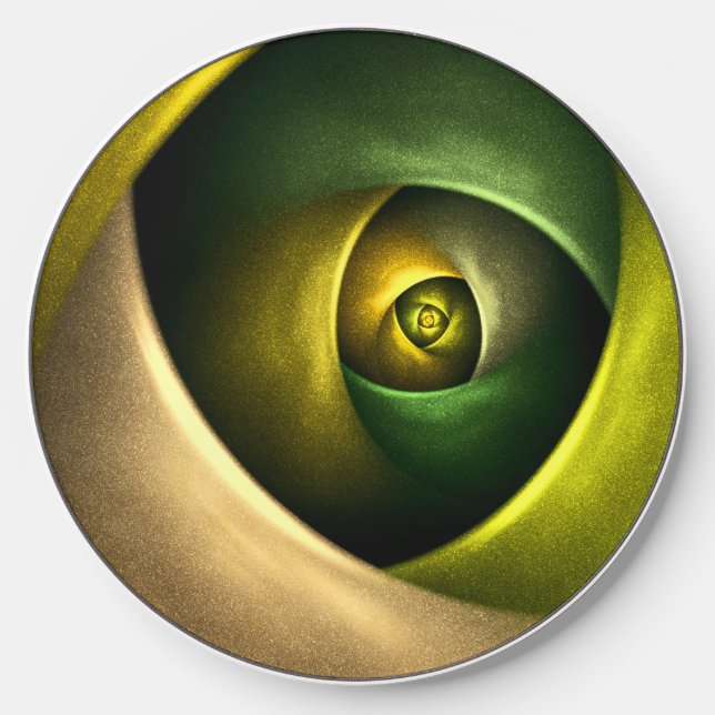 Green Swirl Floral Modern Abstract Art Pattern #23 Wireless Charger (Front)