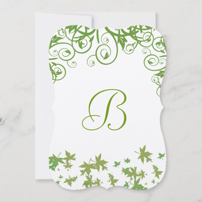 Green Swirl Leaf Tree Wedding Invitation (Front)