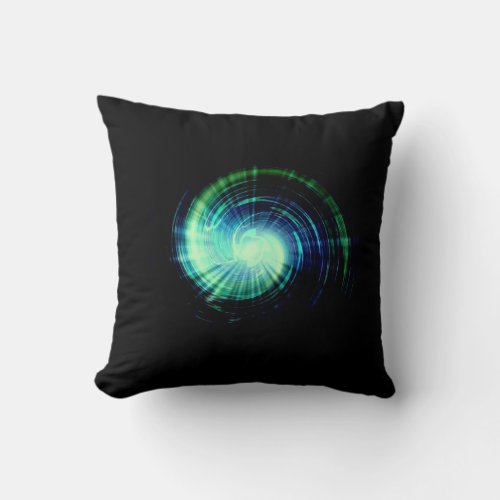 Green Swirl light rays Art Design Throw Pillow