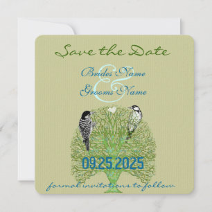 Green Swirl Love Tree Wedding Invitation