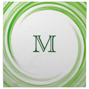 Green Swirl Modern Abstract Monogram #3 Cloth Napkin