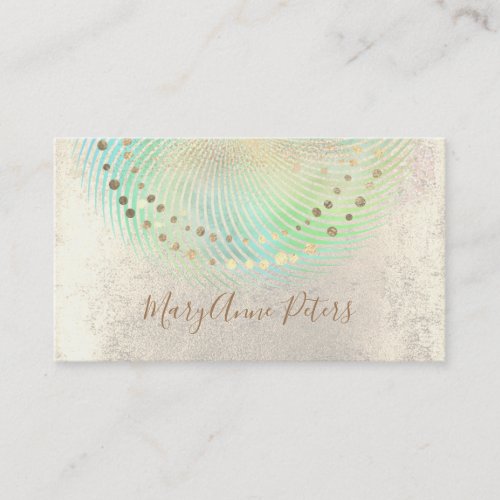 green swirl on faux gold foil decor business card