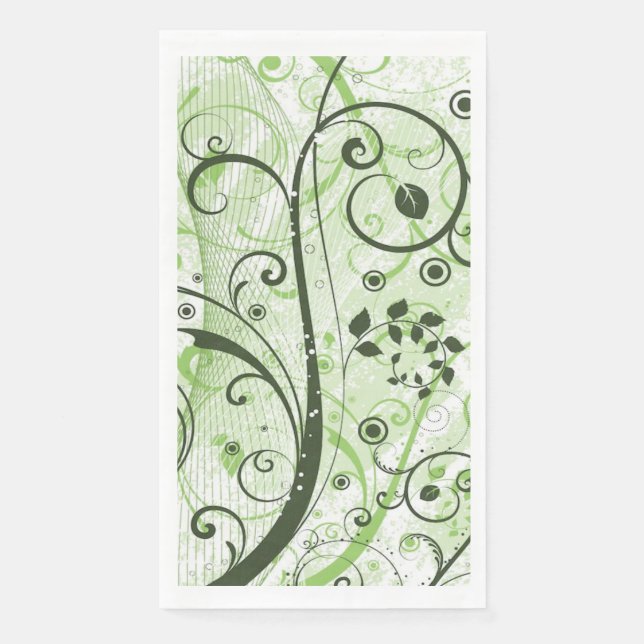 Green Swirl Paper Guest Towel (Front)