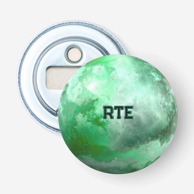 Green Swirl Psychedlic Sphere Optical Illusion Bottle Opener (Front)