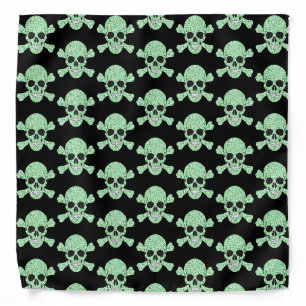 Green Swirl Skull And Crossbones Bandana