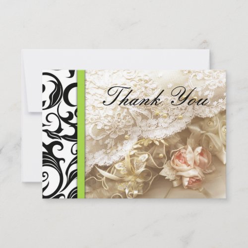 Green Swirl Wedding Thank You Card