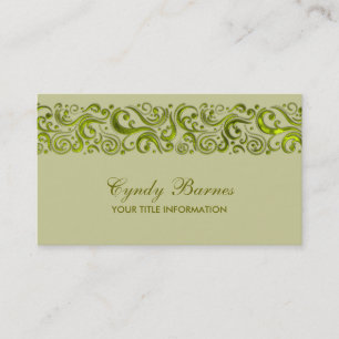 Green Swirlie Border on Any Color Business Card