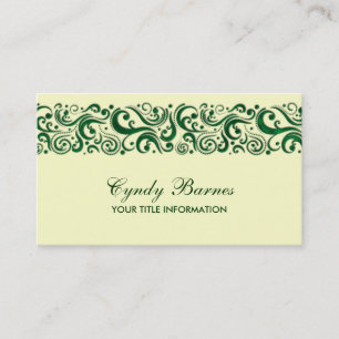 Green Swirlie Border on Any Color Business Card
