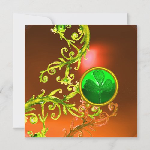 GREEN SWIRLS AND SHAMROCK ST PATRICKS DAY PARTY INVITATION