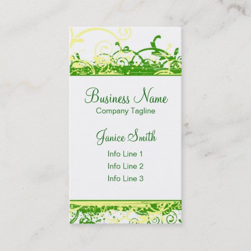 Green Swirls Business Card Template