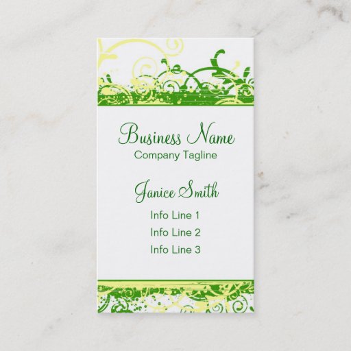 Customizable Green Swirls Business Card Template