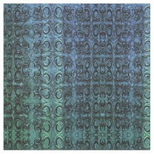 Green Swirls Futuristic Black and Green Elegant Fabric
