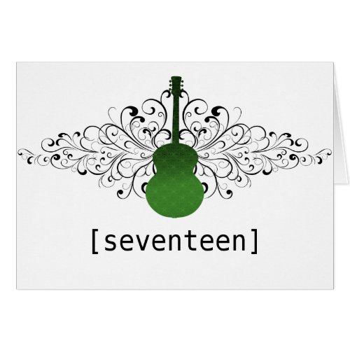 Green Swirls Guitar Table Number Card