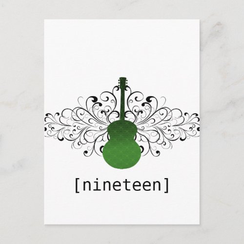 Green Swirls Guitar Table Postcard